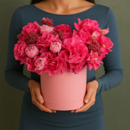 Цветы в коробке «Фуксия эмоций»